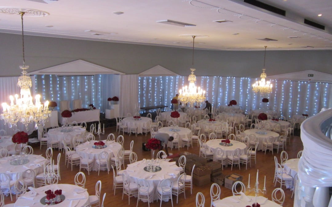 Wedding setup at Kelvin Grove, Cape Town, featuring sophisticated draping by The Events Draping Co.