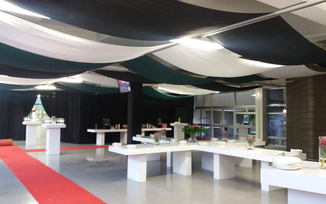 Graduation event at CPUT Campus, Cape Town, featuring black, white, and green draping by The Events Draping Co. for Wholesale & Retail Leadership Academy