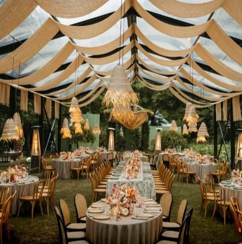 Hessian marquee swags by The Events Draping Co.