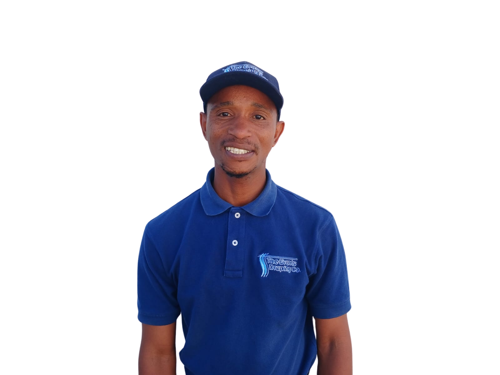 Ndumiso Lwana, Draping Specialist at The Events Draping Co., contributing his skills to create elegant draping designs.