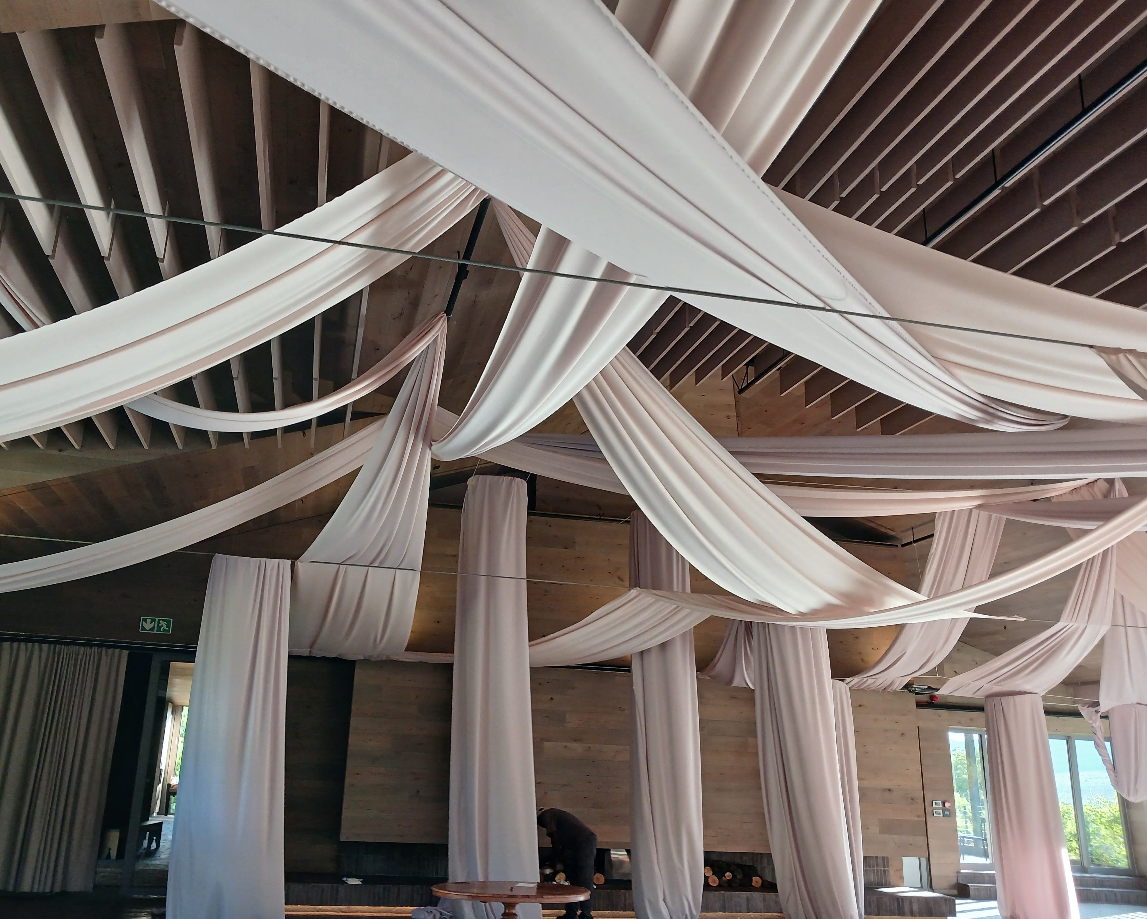 Wedding draping at Johannesdal, Stellenbosch, Cape Winelands, showcasing sophisticated draping designs by The Events Draping Co.