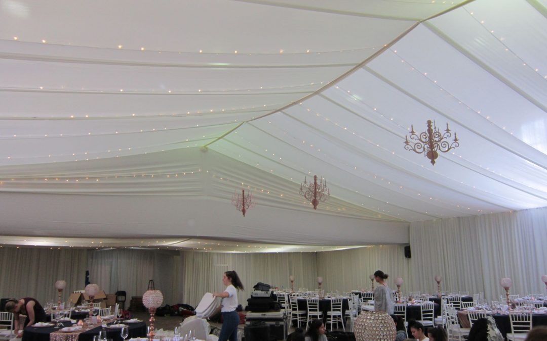 Matric dance setup at Edgemead School, Cape Town, featuring elegant draping by The Events Draping Co.
