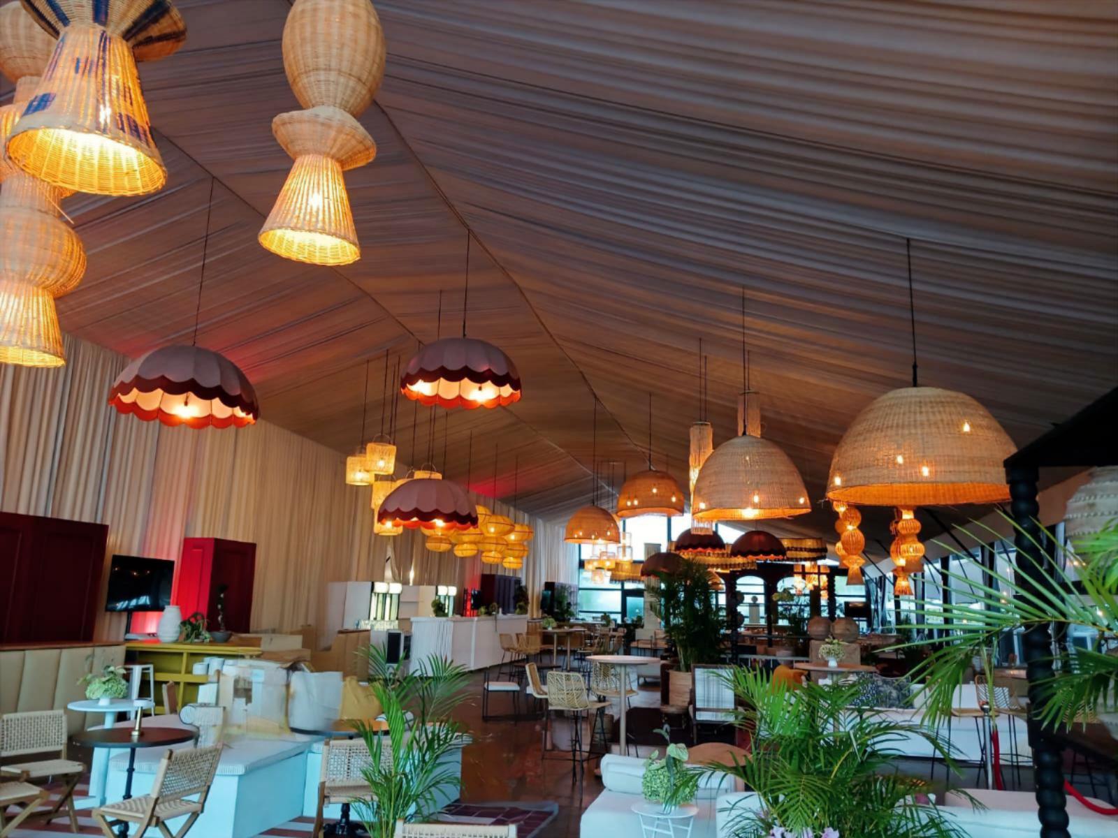 Large marquee in sand coloured fabric draped by The Events Draping Co.