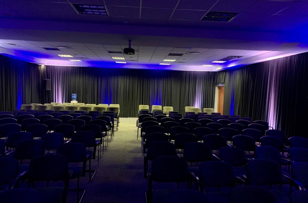 Corporate event setup at Waterval Country Lodge in Tulbagh, featuring elegant draping by The Events Draping Co.
