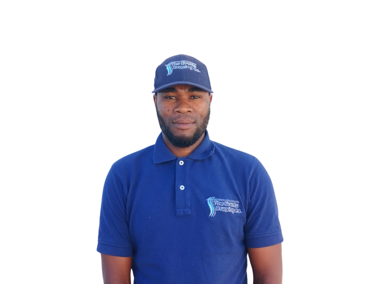 Thulani Dyasi, Draping Specialist at The Events Draping Co., contributing to the high-quality draping services.